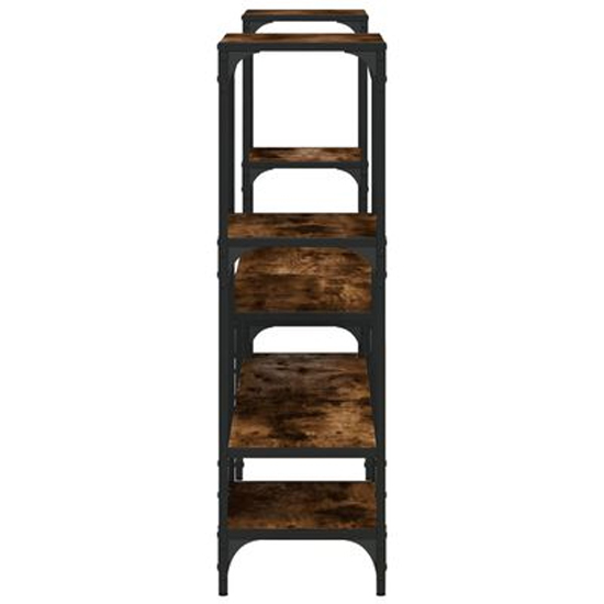 Beverley Wooden TV Stand With 8 Shelves In Smoked Oak
